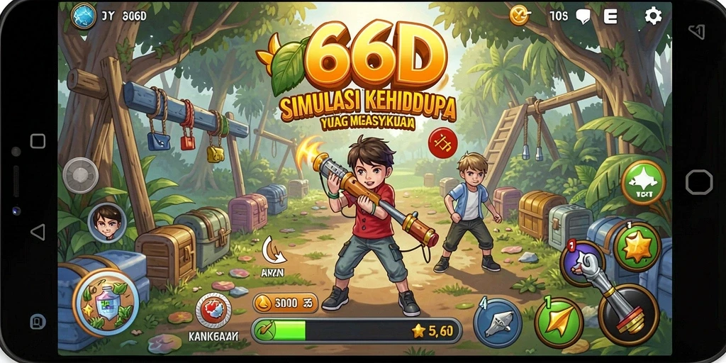 Tangkapan layar menunjukkan gameplay 66D yang mendalam dan interaktif.