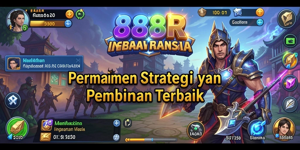 Screenshots gameplay 888R menampilkan aksi pertempuran dan pembangunan yang seru.