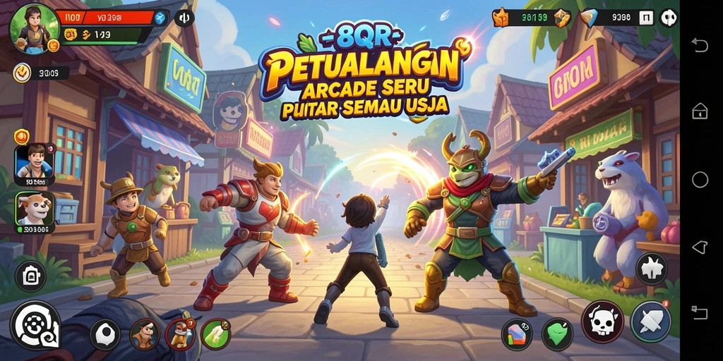Tampilan gameplay seru dari 8QR dengan karakter penuh warna.