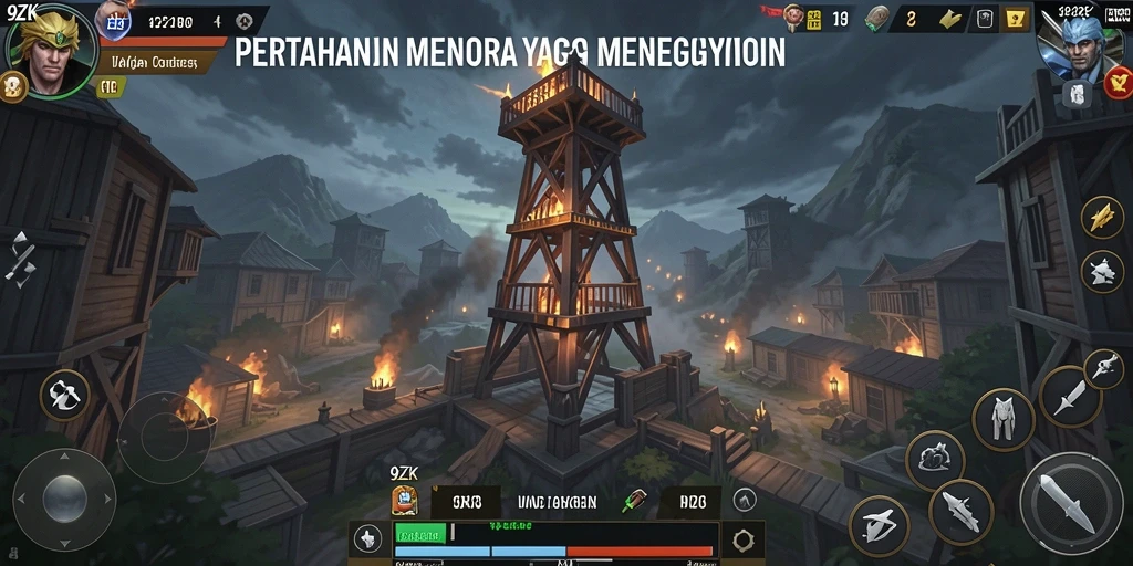 Screenshot gameplay Tower Defense 9ZK yang menegangkan.