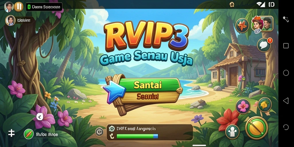 Tangkapan layar gameplay RVIP3 yang ceria dan penuh warna.